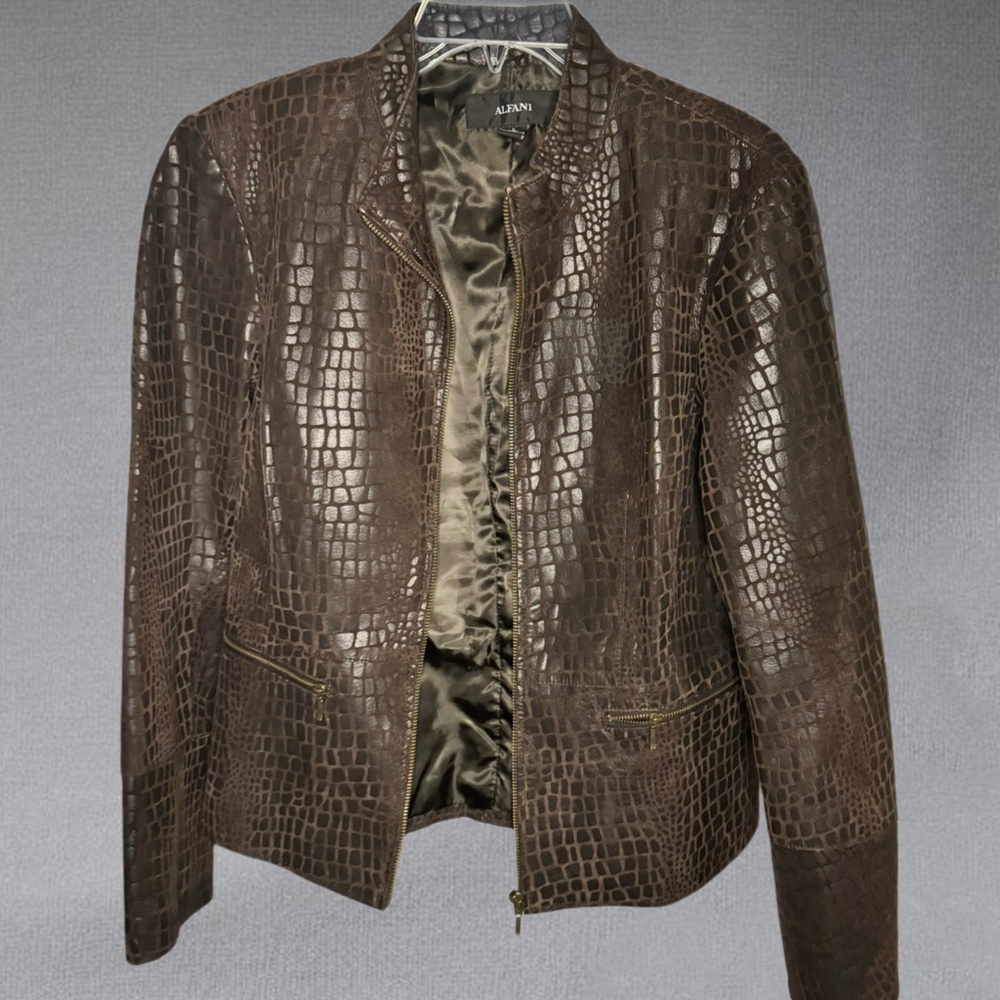 Alfani Leather Jacket Browm